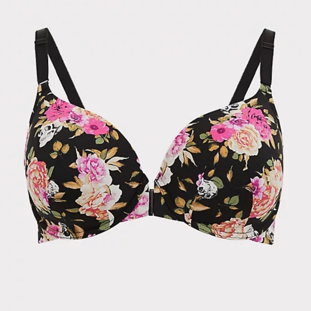 NWT Torrid Black Skull Floral Front Clasp bra - Picture 4 of 4